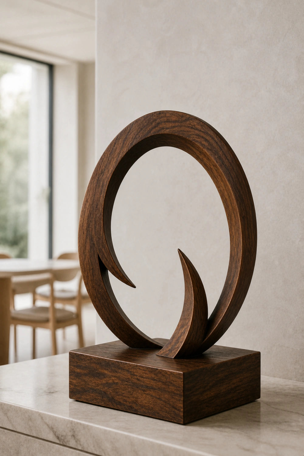 Original Hand Carved Wooden Art Sculpture Unique Abstract Design For Luxury Living Rooms