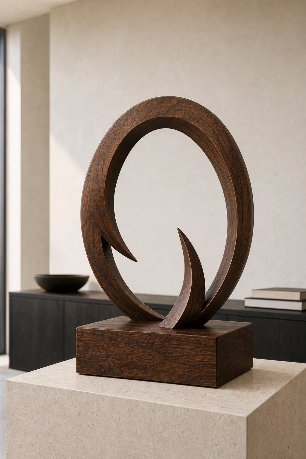 Original Hand Carved Wooden Art Sculpture Unique Abstract Design For Luxury Living Rooms