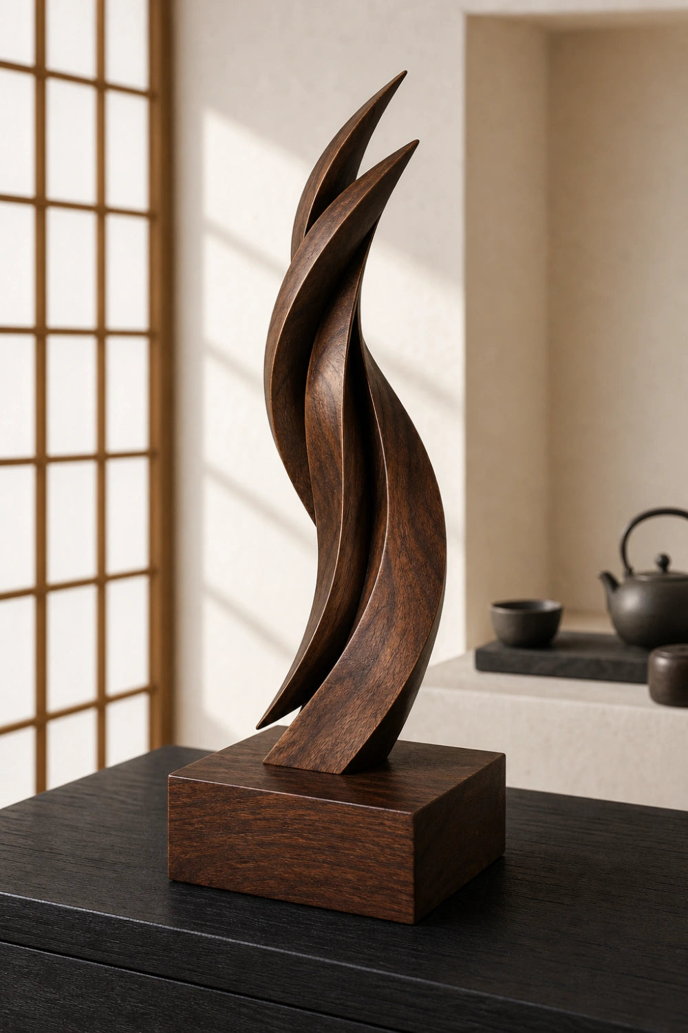 Modern Freestanding Wooden Sculpture Minimalist Art For Living Room
