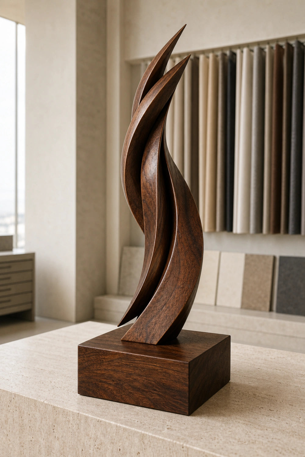 Modern Freestanding Wooden Sculpture Minimalist Art For Living Room