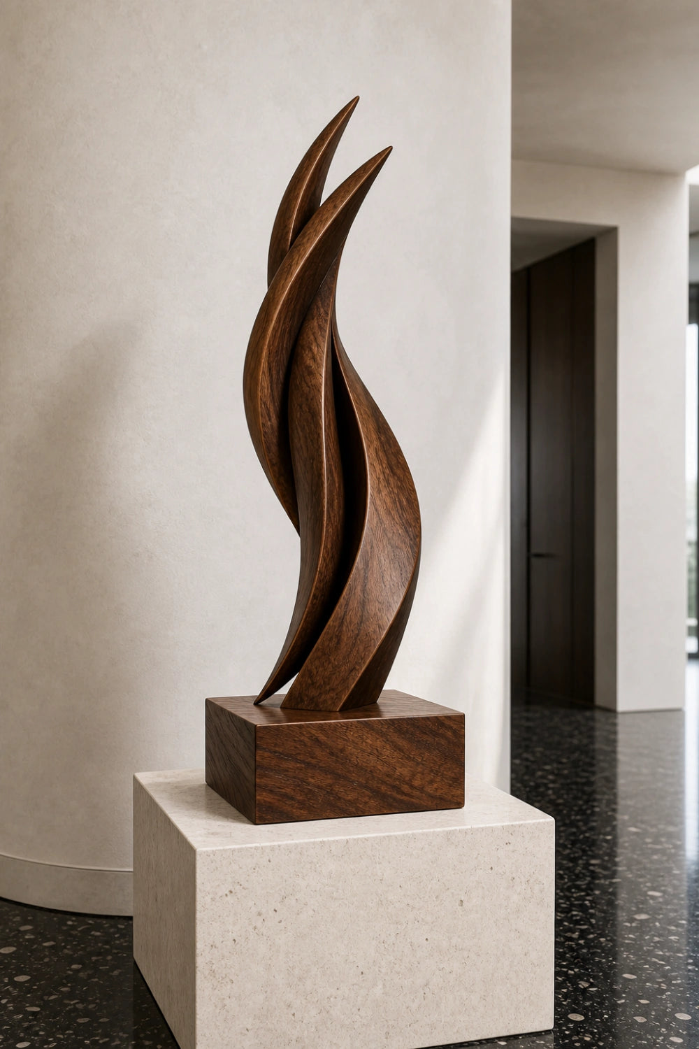 Modern Freestanding Wooden Sculpture Minimalist Art For Living Room