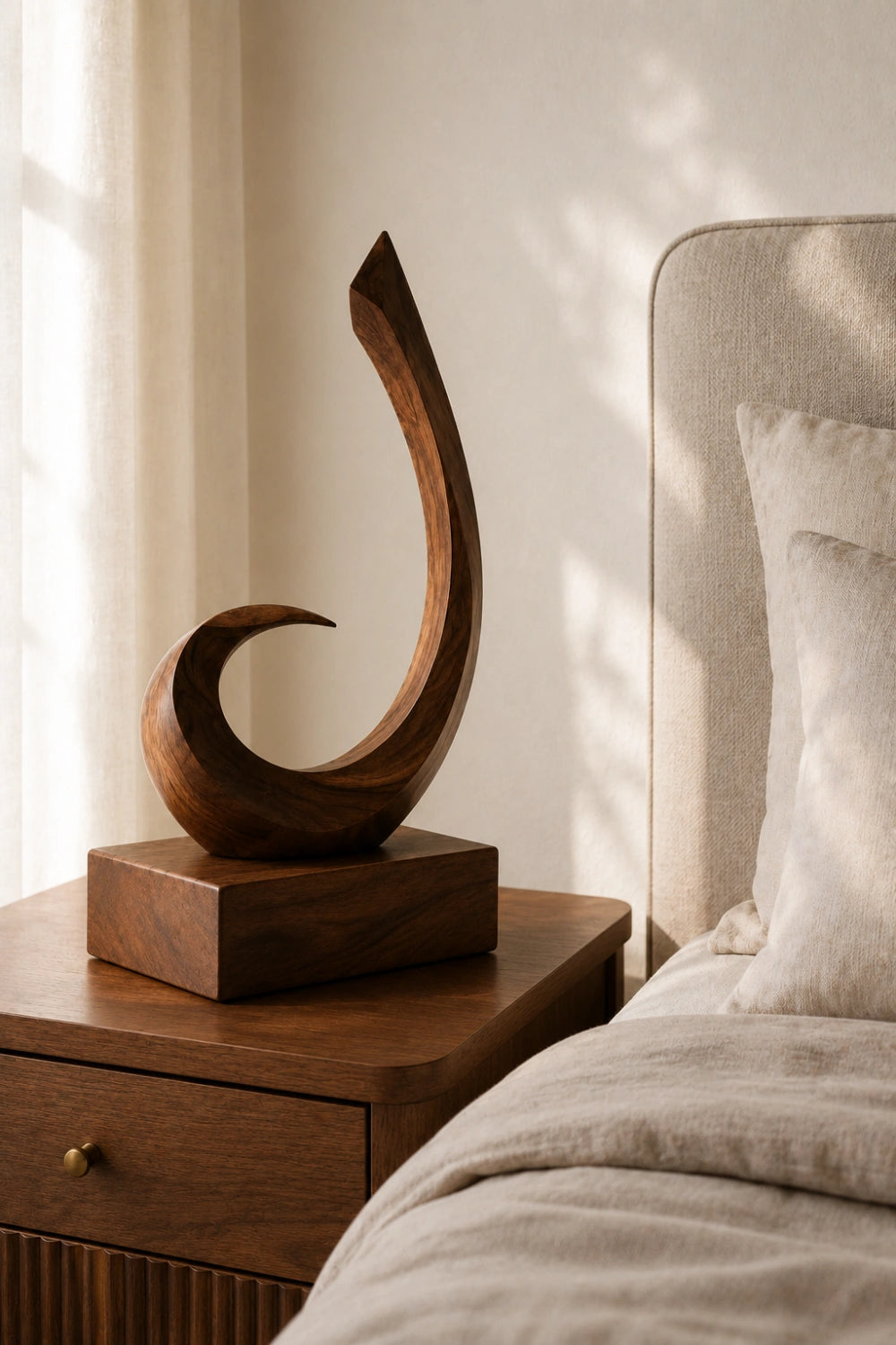 Artisan Carved Wooden Abstract Statue Unique Handmade Sculpture For Interior