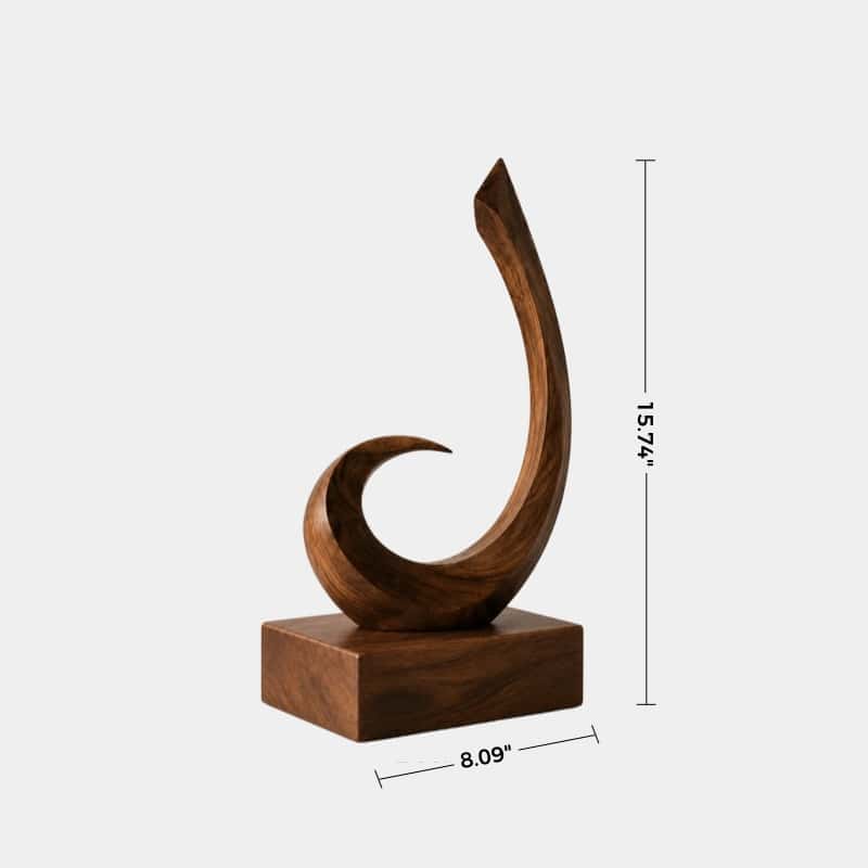 Artisan Carved Wooden Abstract Statue Unique Handmade Sculpture For Interior