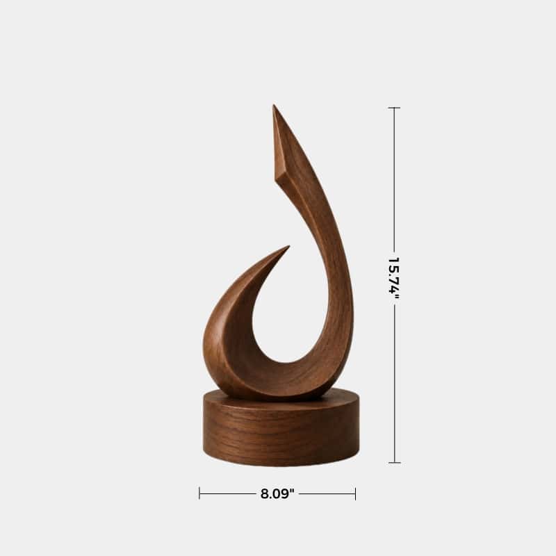 Handmade Wooden Art Sculpture Abstract Flame Design Satin Finish For Tabletop Display