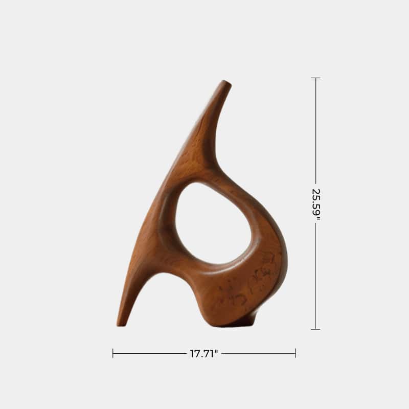 Abstract Wooden Sculpture Minimalist Decor Hand Carved Wood Statue