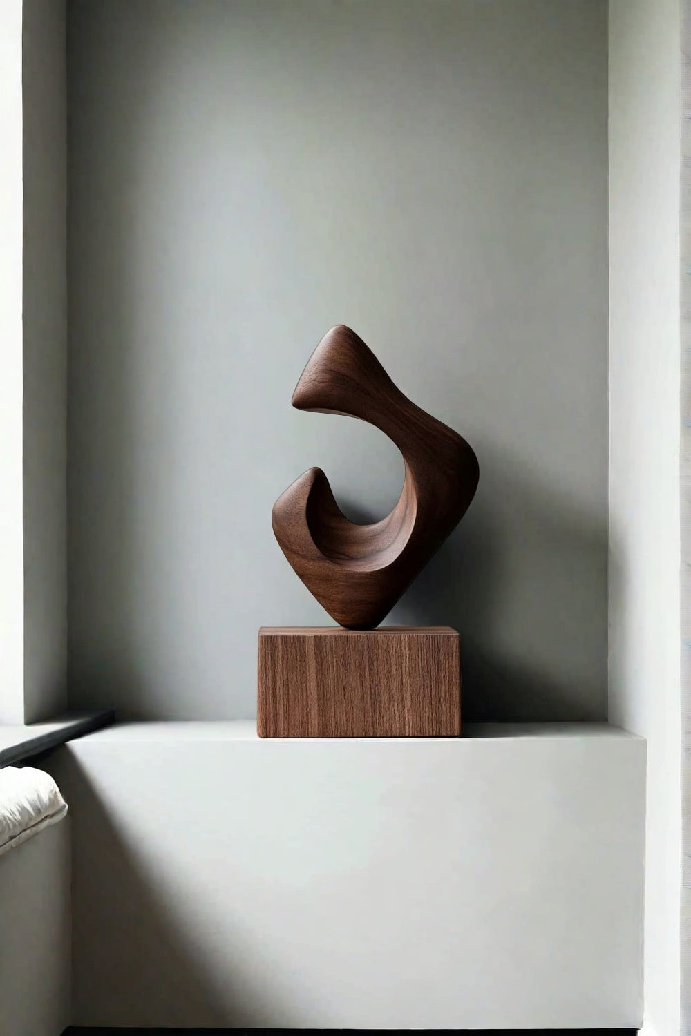 Hand Wood Carving Abstract Wooden Sculpture Geometric Wood Art Deco