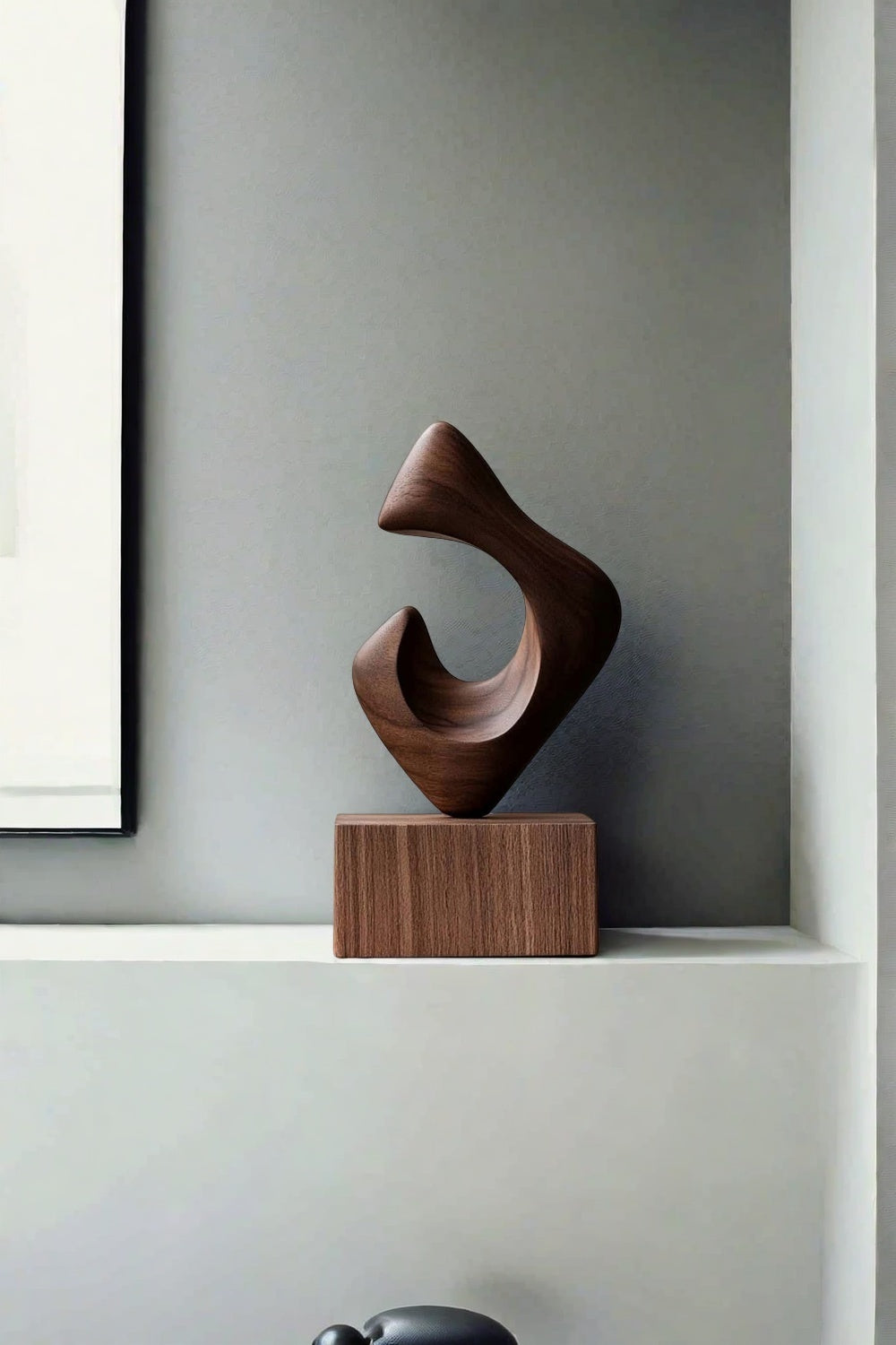 Hand Wood Carving Abstract Wooden Sculpture Geometric Wood Art Deco