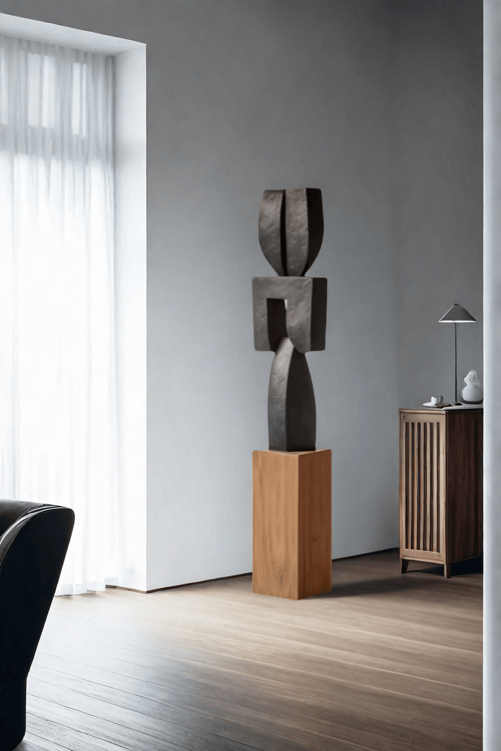 Large Geometric Abstract Wood Sculpture For Sale Large Wooden Statues Wooden Sculpture