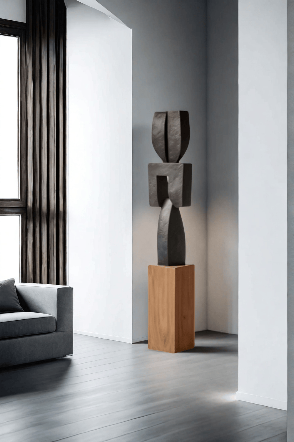 Large Geometric Abstract Wood Sculpture For Sale Large Wooden Statues Wooden Sculpture