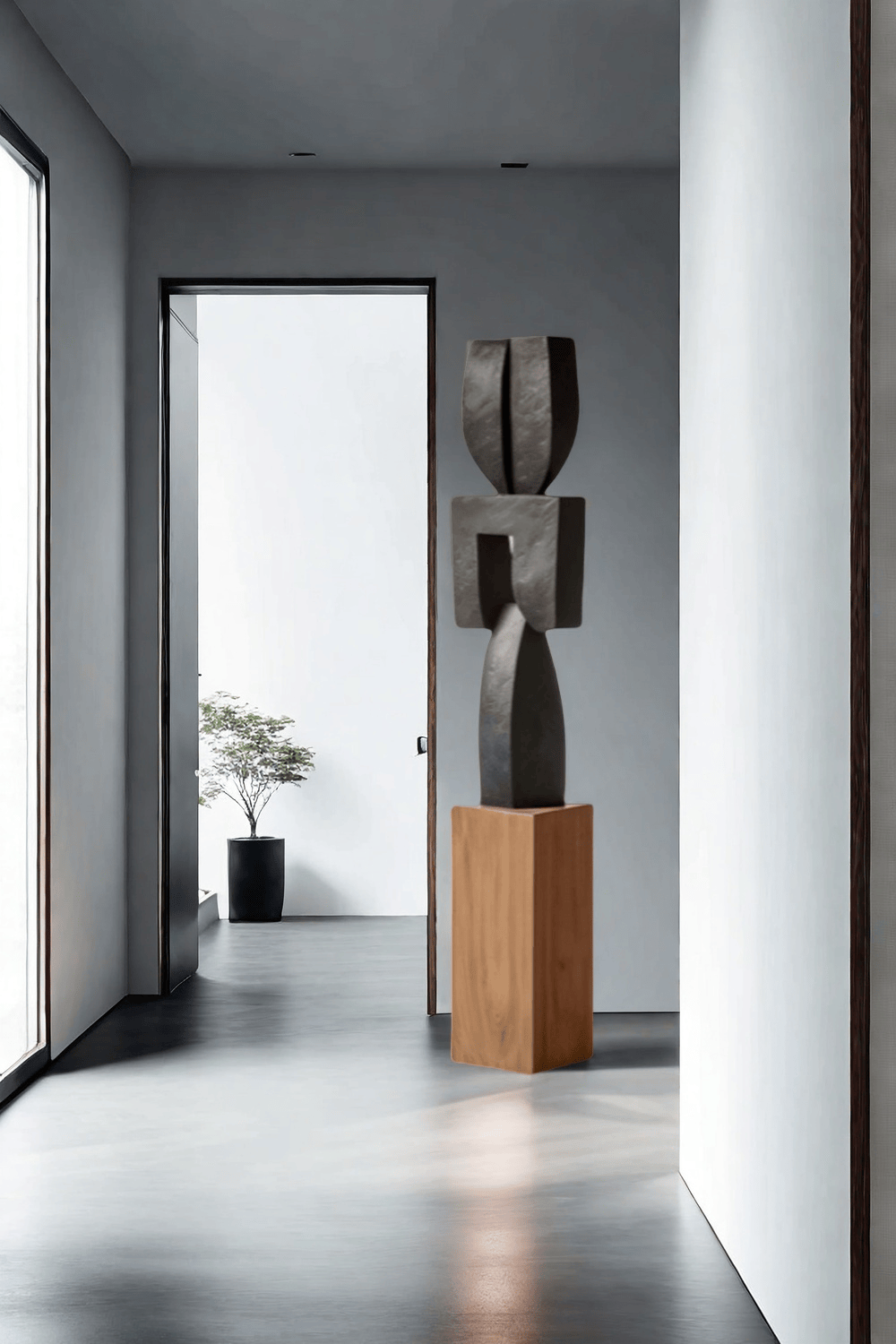 Large Geometric Abstract Wood Sculpture For Sale Large Wooden Statues Wooden Sculpture