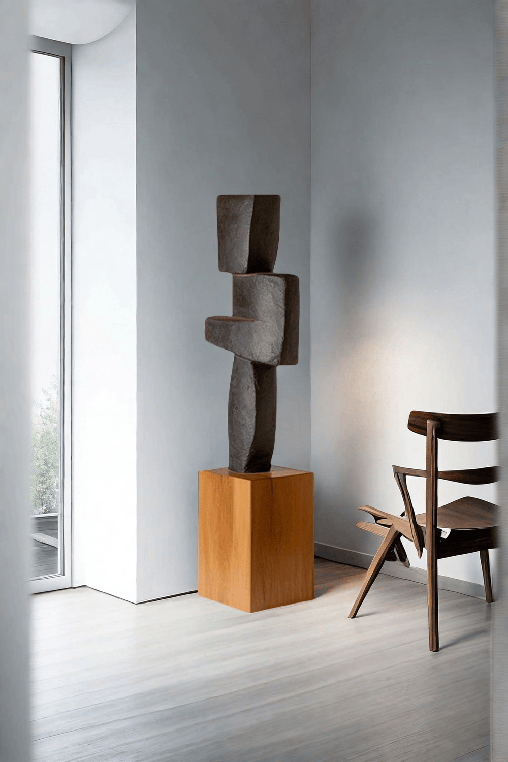 Large Geometric Abstract Wood Sculpture For Sale Large Wooden Statues Wooden Sculpture