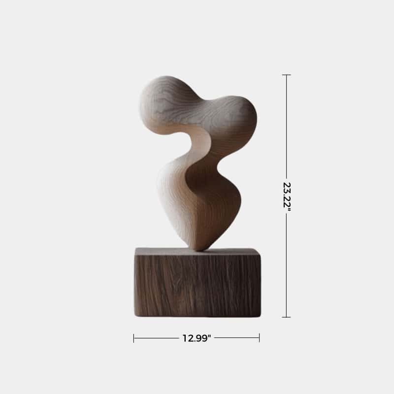 Hand Wood Carving Abstract Wooden Sculpture Geometric Wood Art Deco