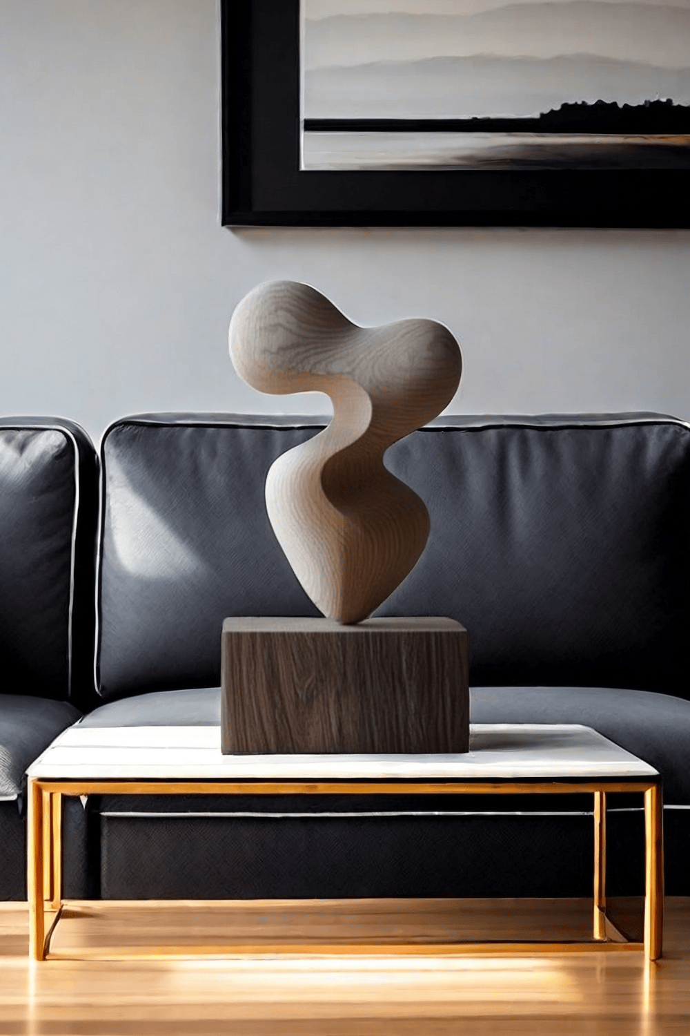 Hand Wood Carving Abstract Wooden Sculpture Geometric Wood Art Deco