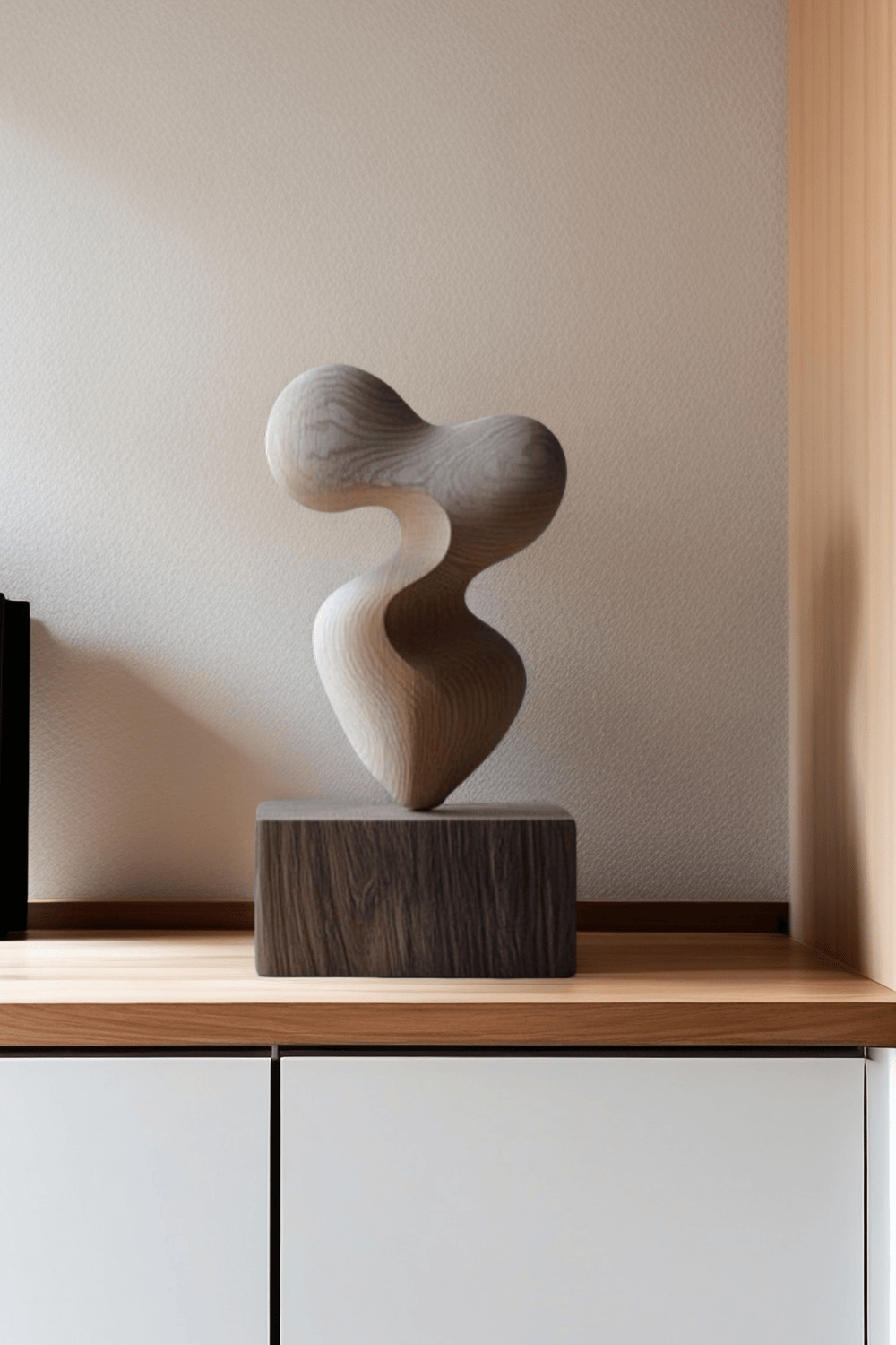 Hand Wood Carving Abstract Wooden Sculpture Geometric Wood Art Deco