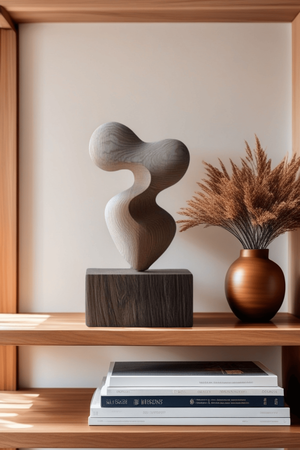 Hand Wood Carving Abstract Wooden Sculpture Geometric Wood Art Deco