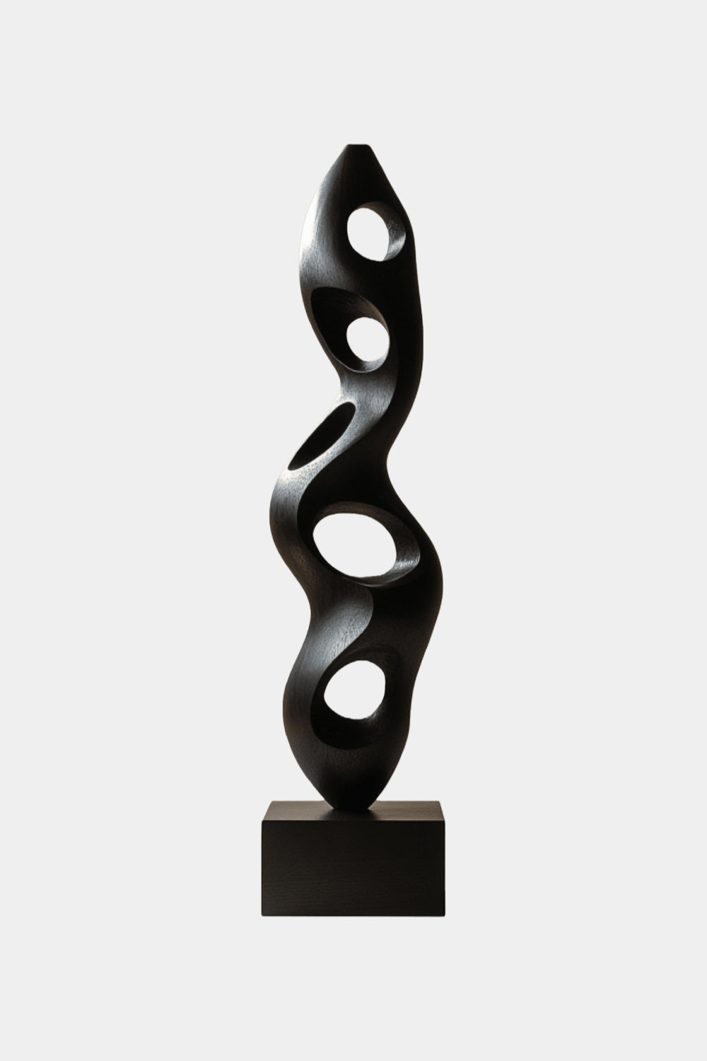 Large Black Wood Sculpture Modern Abstract Minimalist Floor Wooden Art