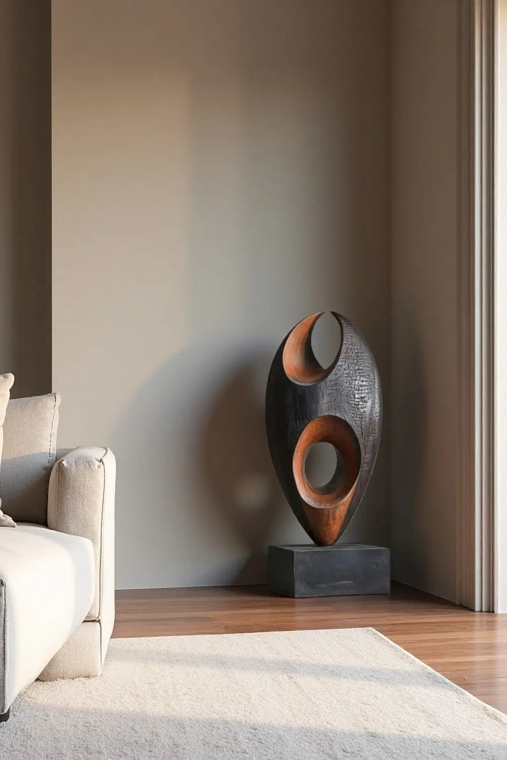 Abstract Wooden Sculpture Hand Carved African Inspired Modern Art Décor