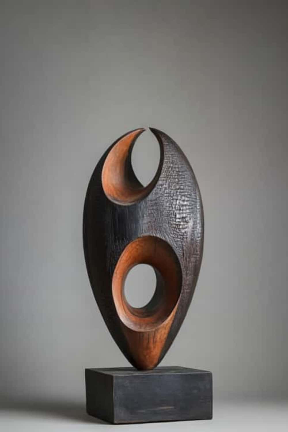 Abstract Wooden Sculpture Hand Carved African Inspired Modern Art Décor