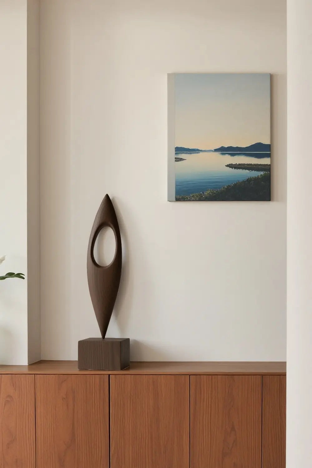 Minimalist Abstract Wooden Sculpture Handcrafted Modern Art Décor Art
