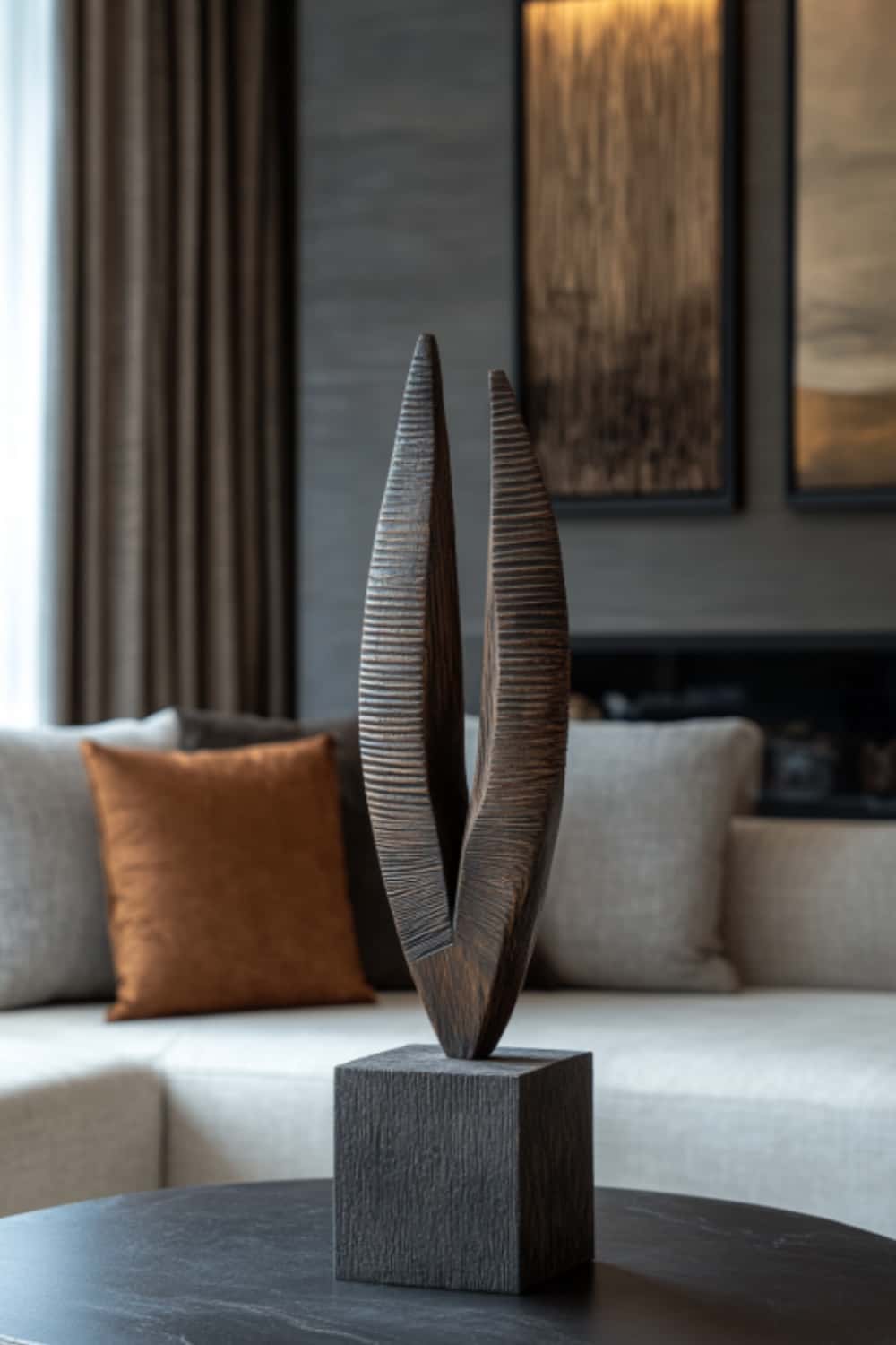 Abstract Wooden Sculpture Hand Carved Wood Sculptures Modern Art Décor