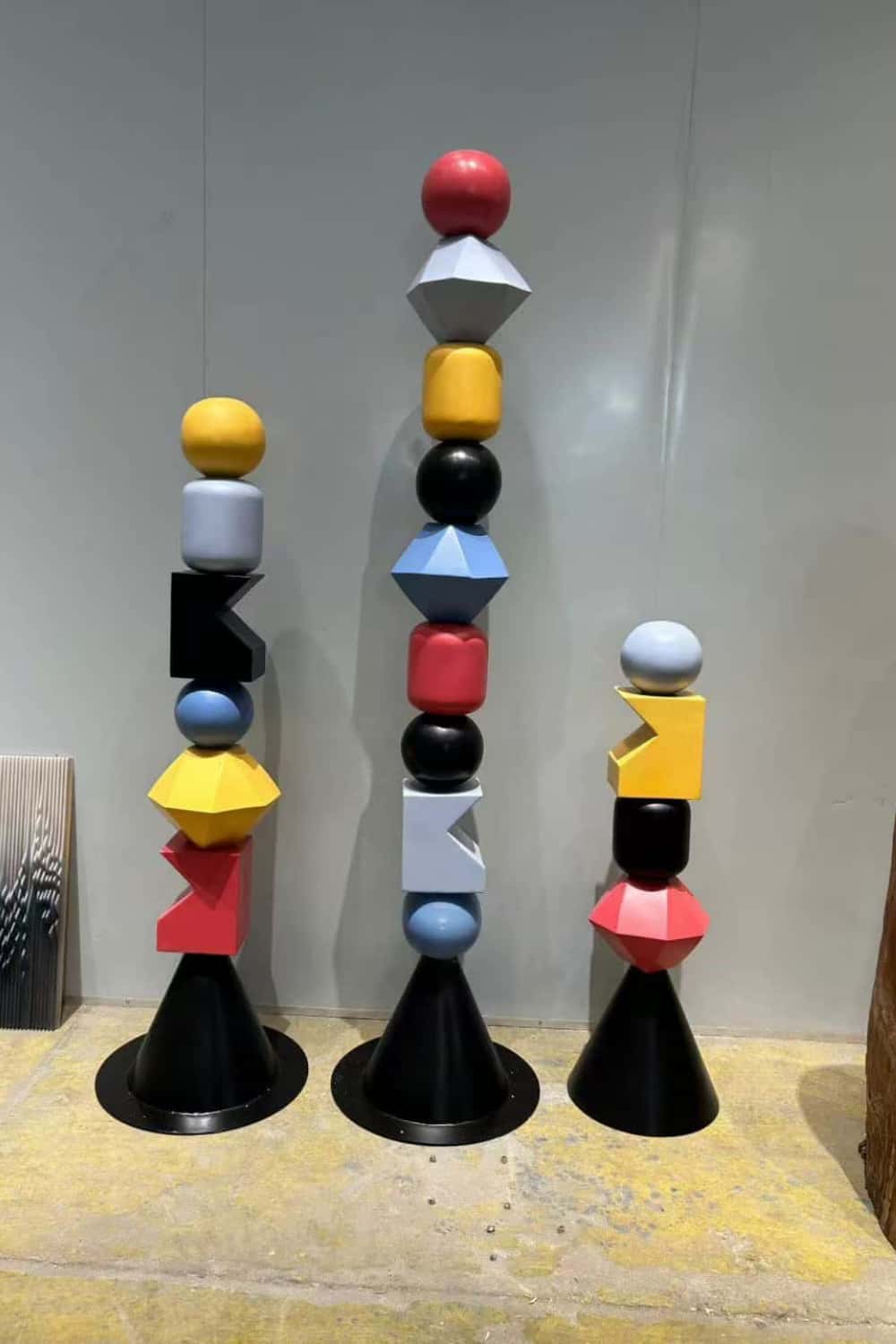 Colorful Large Abstract Wooden Sculptures Geometric Handcrafted Modern Art Décor