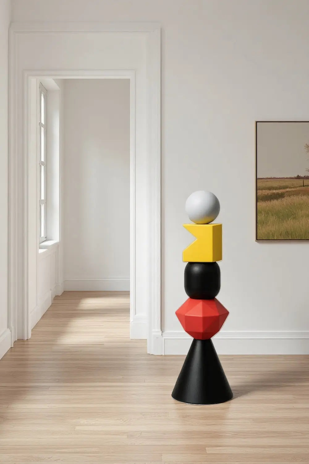 Colorful Large Abstract Wooden Sculptures Geometric Handcrafted Modern Art Décor