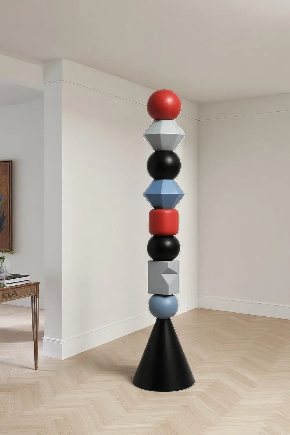 Colorful Large Abstract Wooden Sculptures Geometric Handcrafted Modern Art Décor