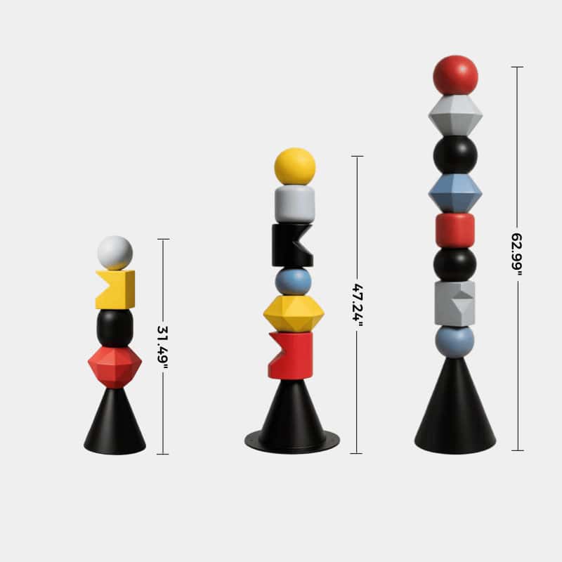 Colorful Large Abstract Wooden Sculptures Geometric Handcrafted Modern Art Décor