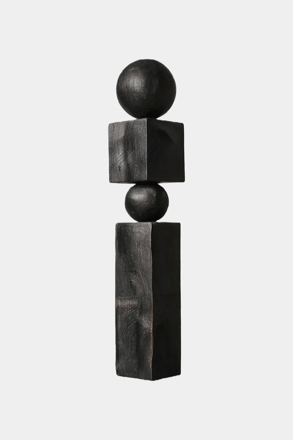 Large Modern Totem Wood Sculpture Hand-Carved Floor Art for Luxury Interior