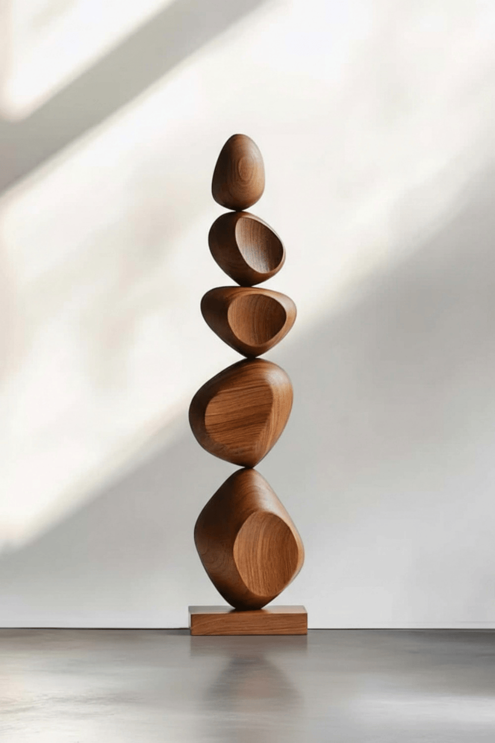 Large Abstract Wood Floor Sculpture Tall Wooden Sculptures Art for Home