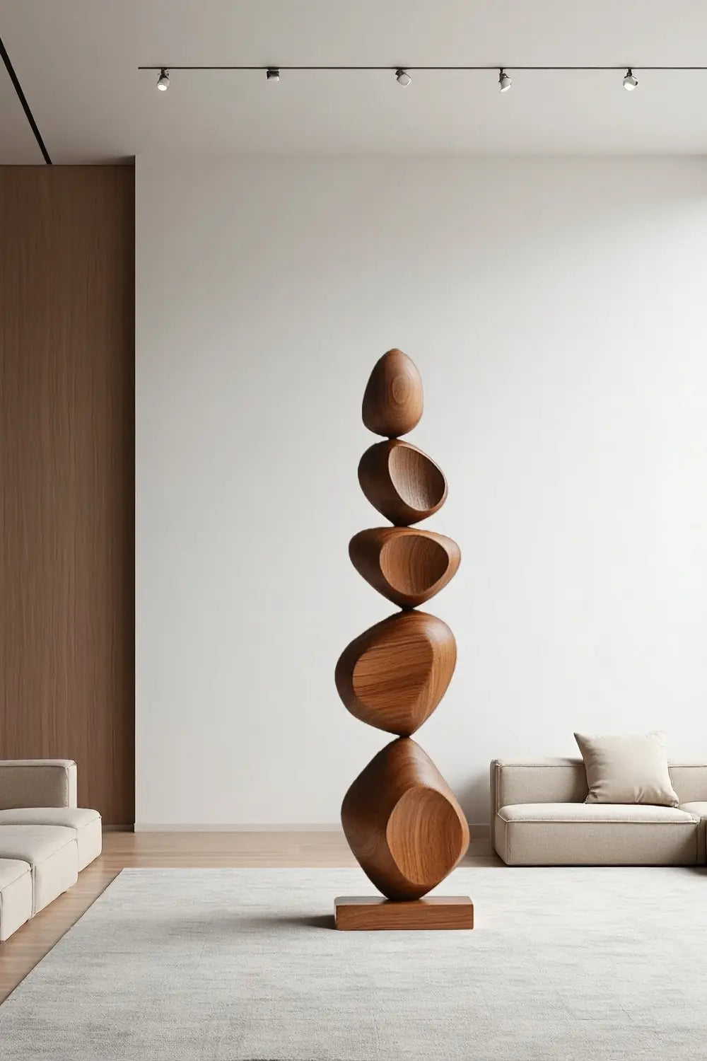 Large Abstract Wood Floor Sculpture Tall Wooden Sculptures Art for Home