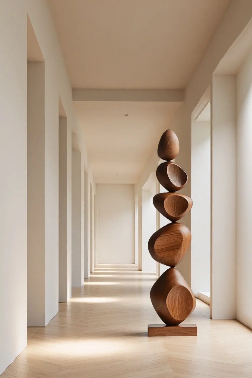 Large Abstract Wood Floor Sculpture Tall Wooden Sculptures Art for Home