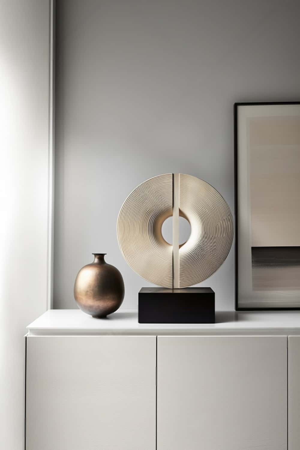 Abstract Circular Wood Sculpture Modern Minimalist Geometric Wooden Art Home Decor