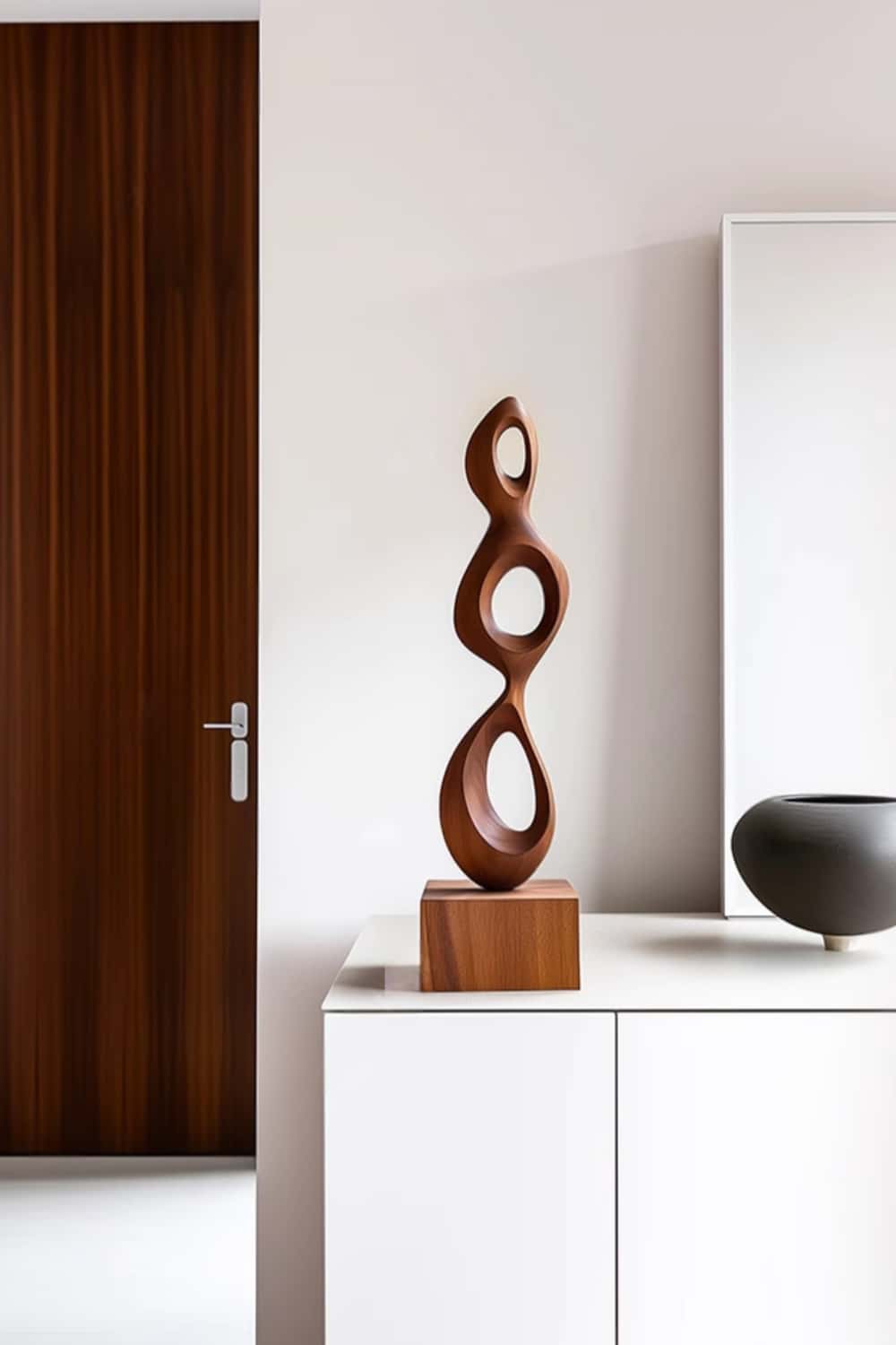 Abstract Wooden Floor Sculpture Hand-Carved Modern Wood Art Decor | Artiblend