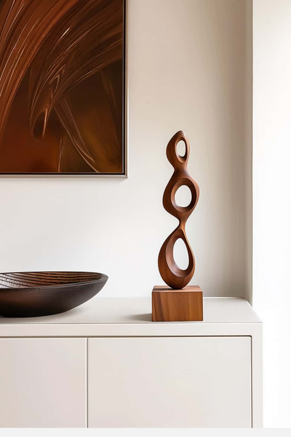 Abstract Wooden Floor Sculpture Hand-Carved Modern Wood Art Decor | Artiblend