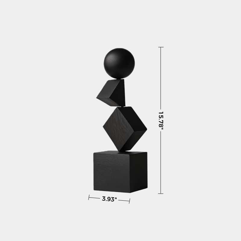 Black Geometric Wooden Art Sculpture Abstract Minimalist Modern Decor