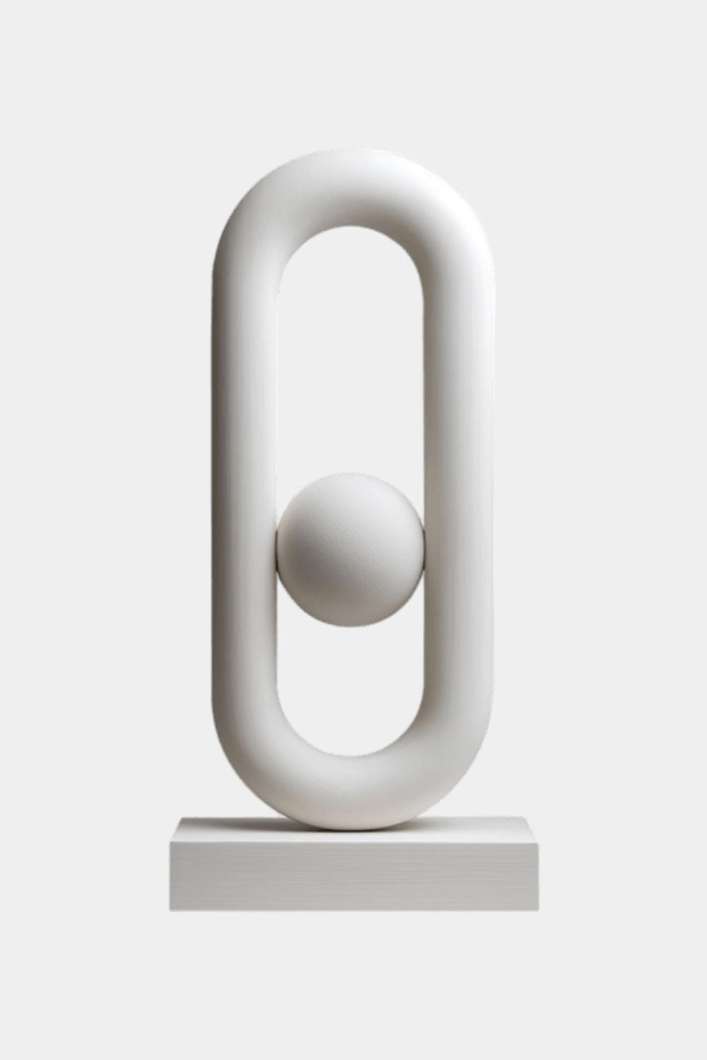 Minimalist White Geometric Sculpture Abstract Oval Figurine for Home Decor