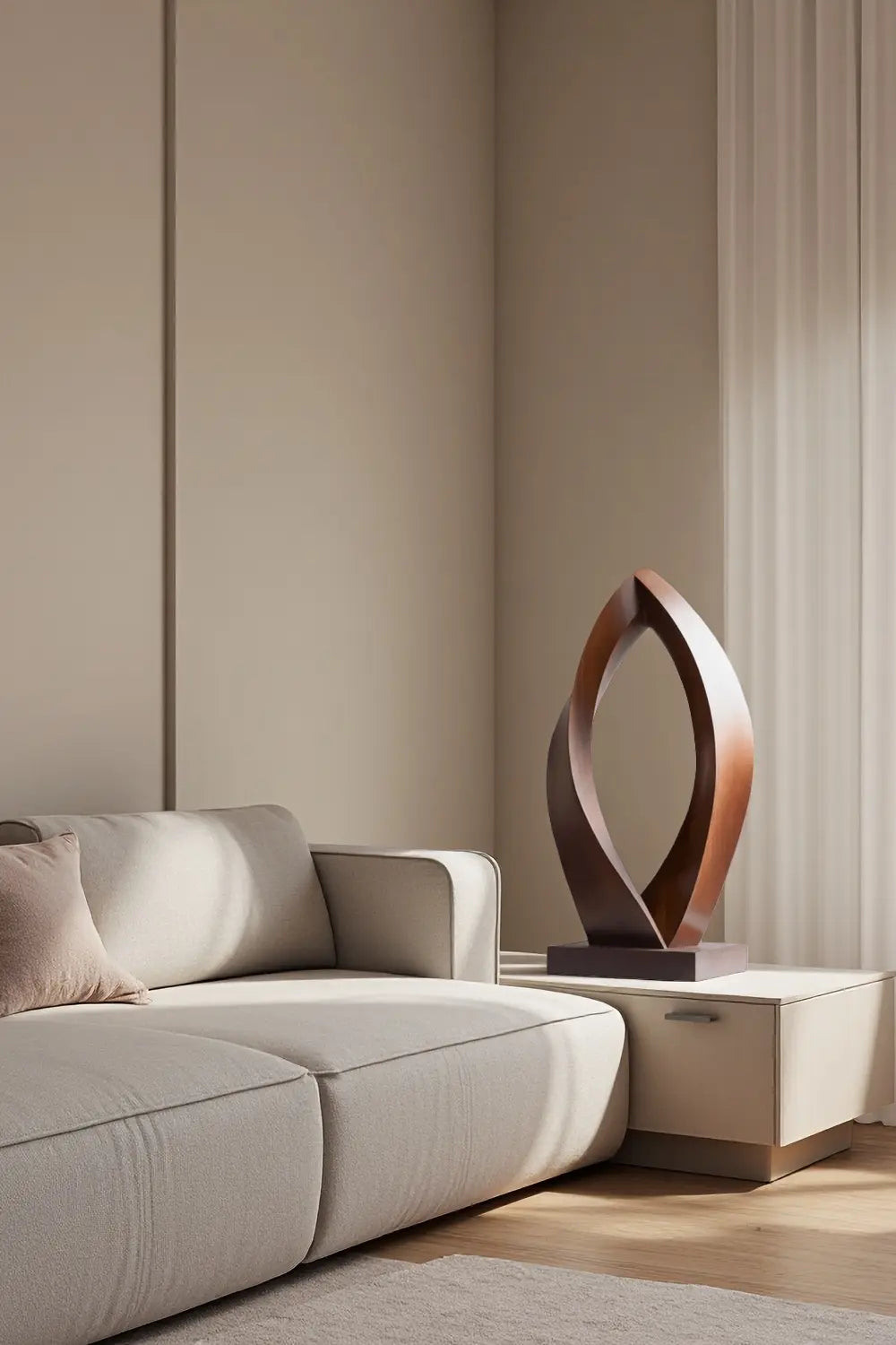 Abstract Minimalist Wooden Sculpture Modern Hand-Carved Desktop Decoration