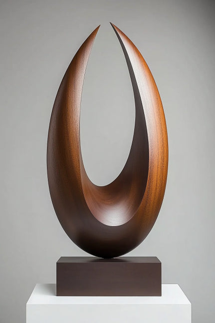 Nordic Artisan Wood Totem Sculpture Sustainable Hand-Carved Desktop Art