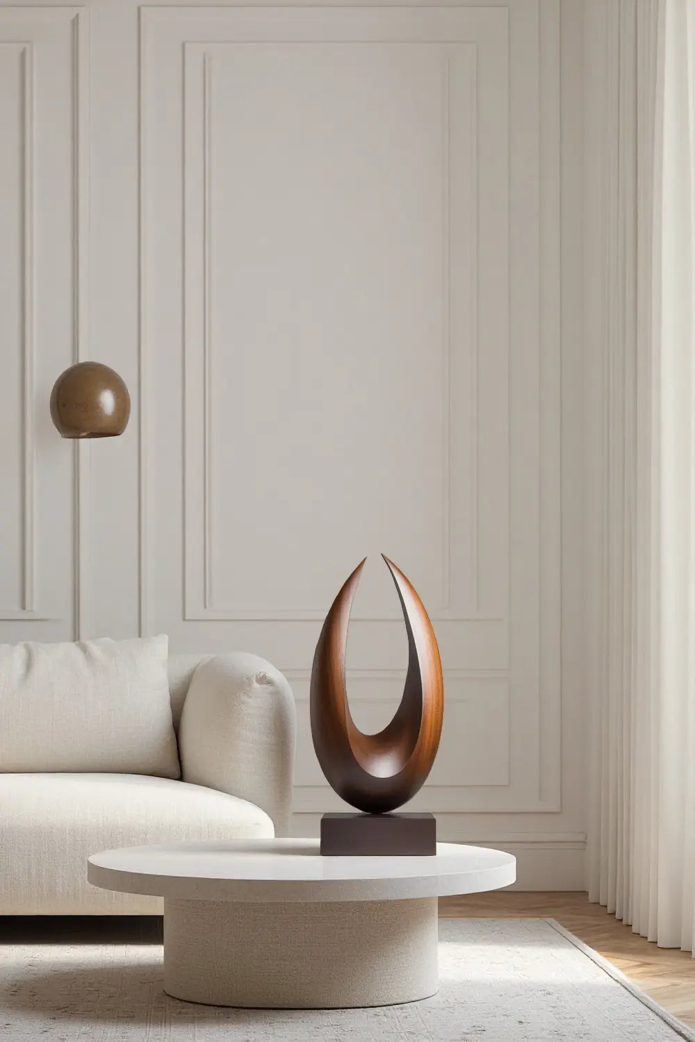 Nordic Artisan Wood Totem Sculpture Sustainable Hand-Carved Desktop Art