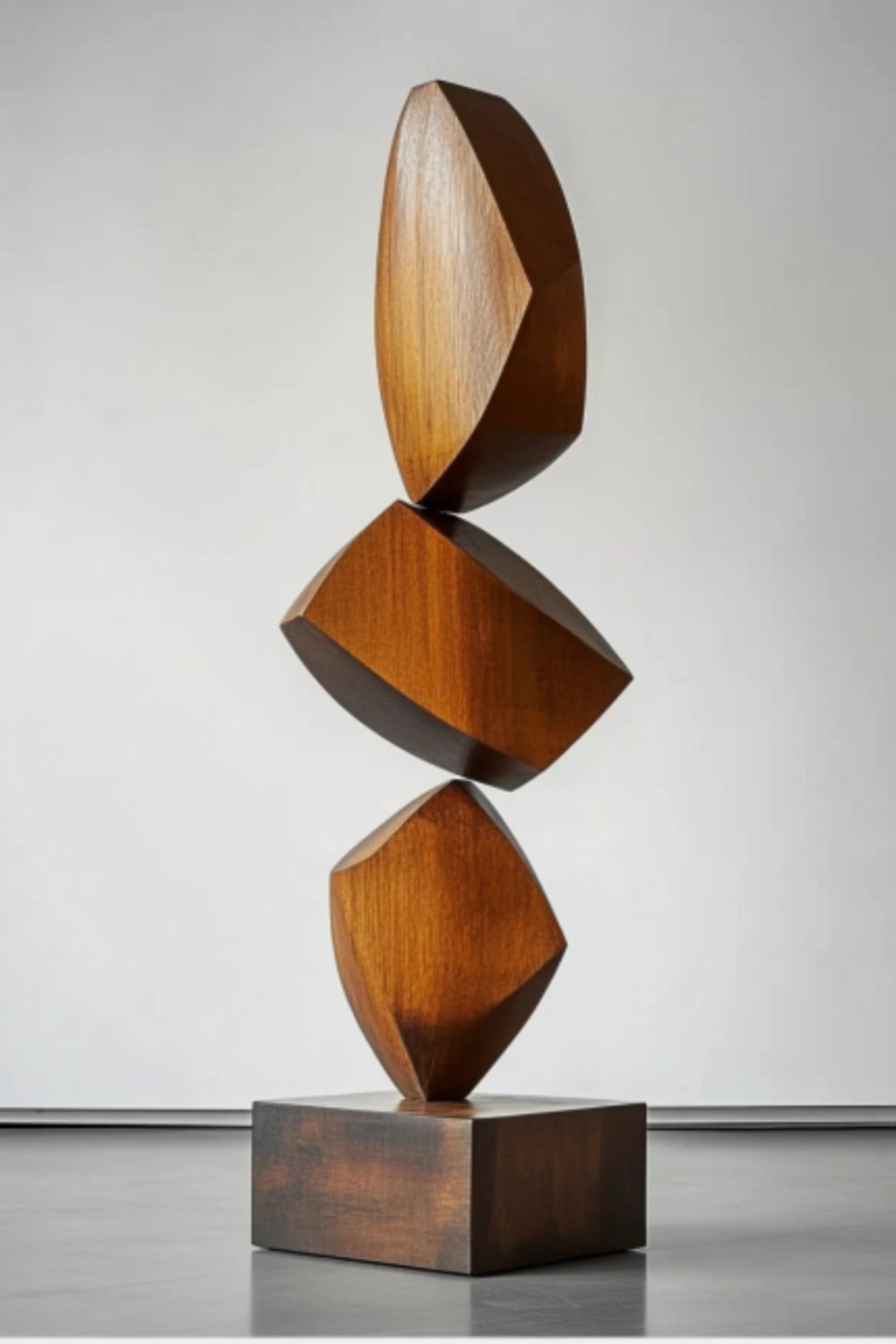 Tall Modern Wood Floor Sculpture Large Abstract Solid Wood Home Decor Accent