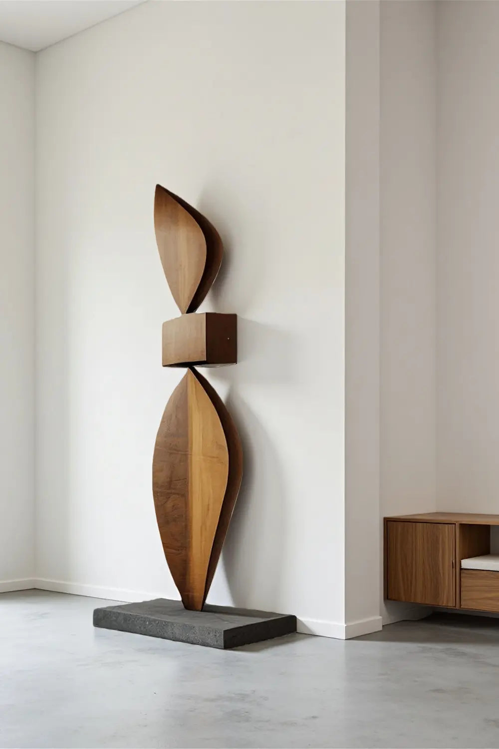 Tall Modern Wood Floor Sculpture Large Abstract Solid Wood Home Decor Accent