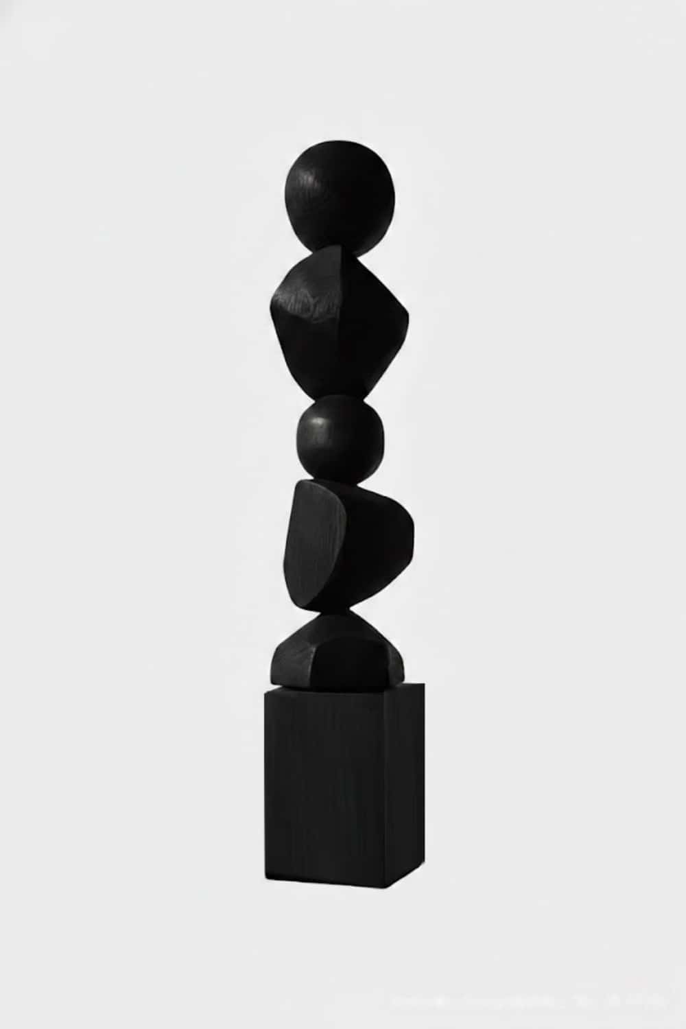 Large Black Wood Standing Sculpture Tall Textured Floor Decor for Modern Home Interiors