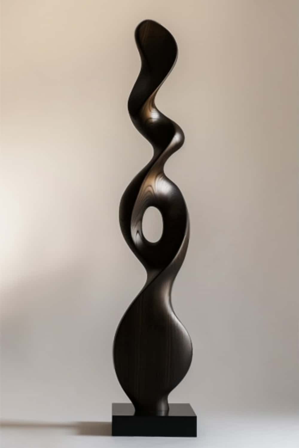 Tall Large Abstract Wood Floor Sculpture Modern Standing Twisted Art for Living Room