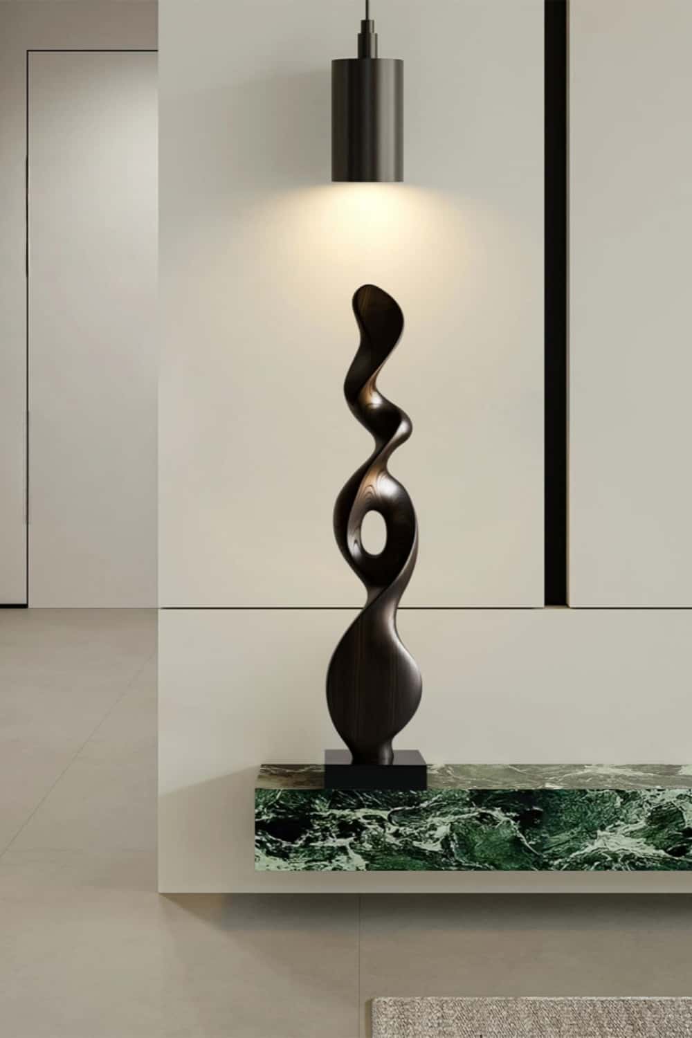 Tall Large Abstract Wood Floor Sculpture Modern Standing Twisted Art for Living Room
