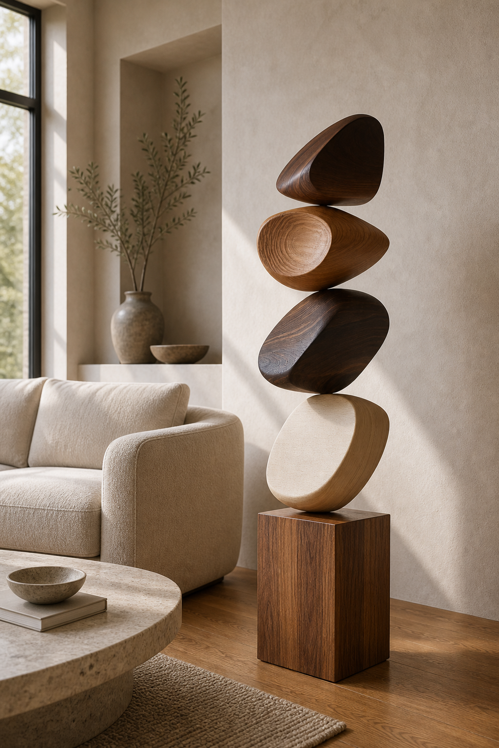 Luxury Large Wooden Statue Abstract Art Piece Ideal For Unique Housewarming Gifts