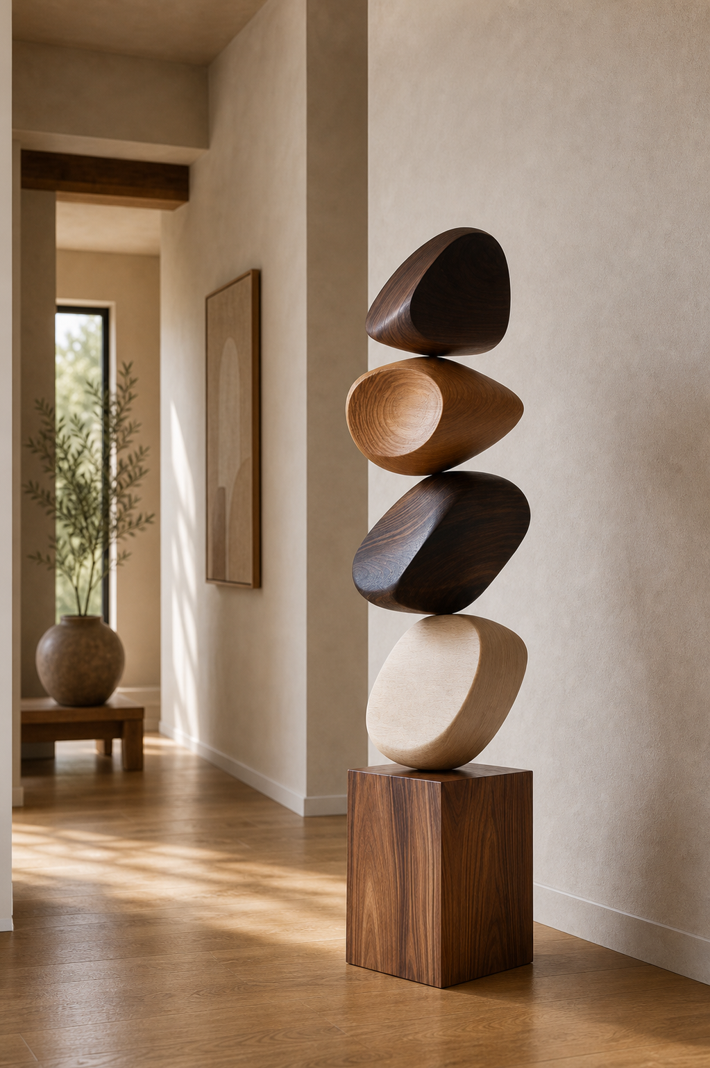 Luxury Large Wooden Statue Abstract Art Piece Ideal For Unique Housewarming Gifts