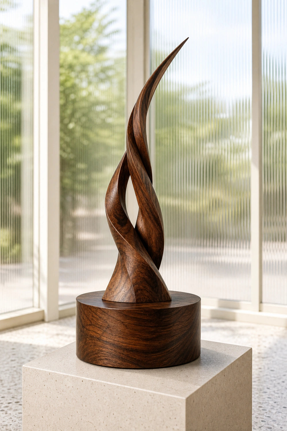 Modern Vertical Wooden Sculpture Minimalist Accent Piece For Living Room