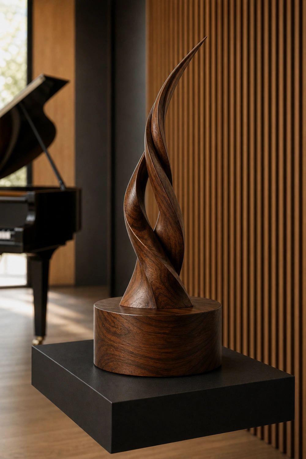 Modern Vertical Wooden Sculpture Minimalist Accent Piece For Living Room