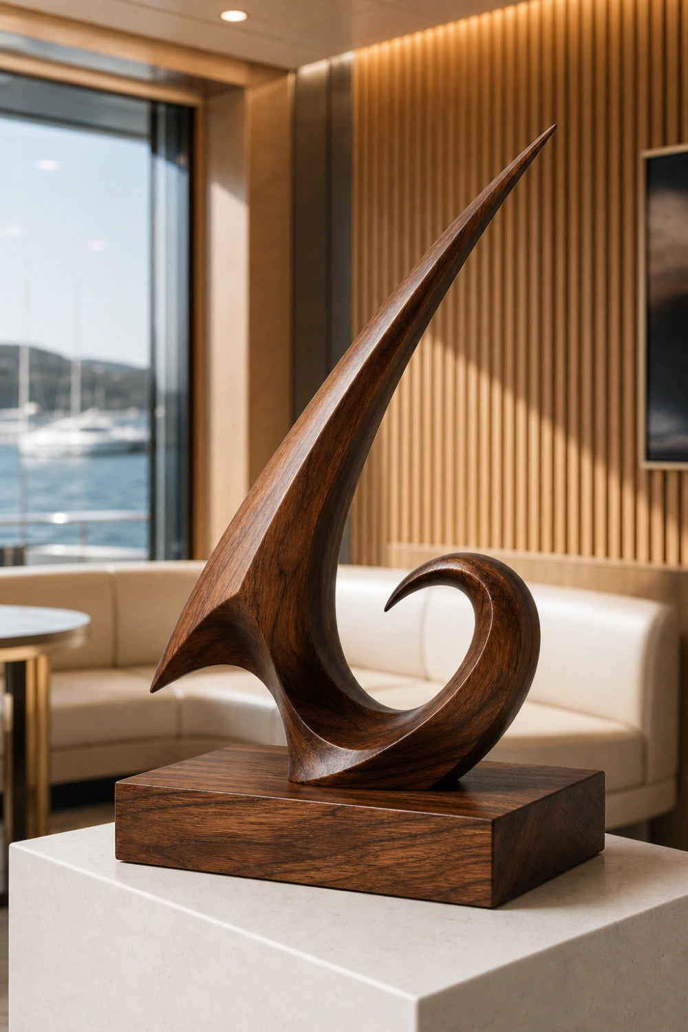 Modern Freestanding Wooden Sculpture Ideal For Office Or Luxury Gift Giving